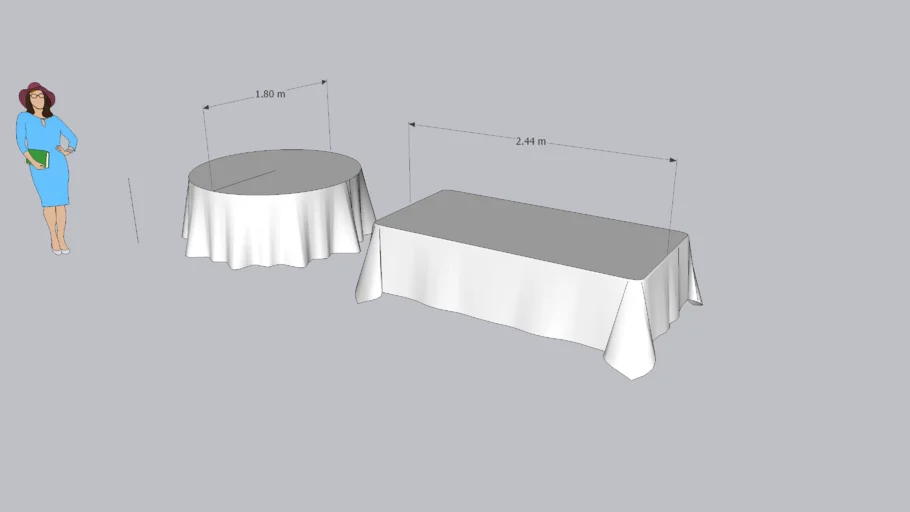 Mesas redonda y rectangular con mantel