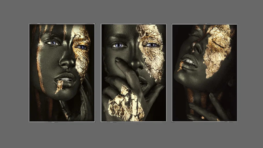 QUADRO MULHER NEGRA E DOURADA - BIMPER