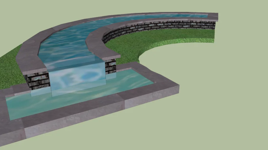 Water feature curved rill