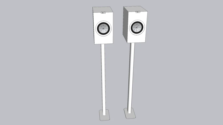 KEF Q150 Bookshelf Speakers (White) & Speaker Stands