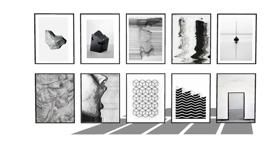 Black and white picture frames