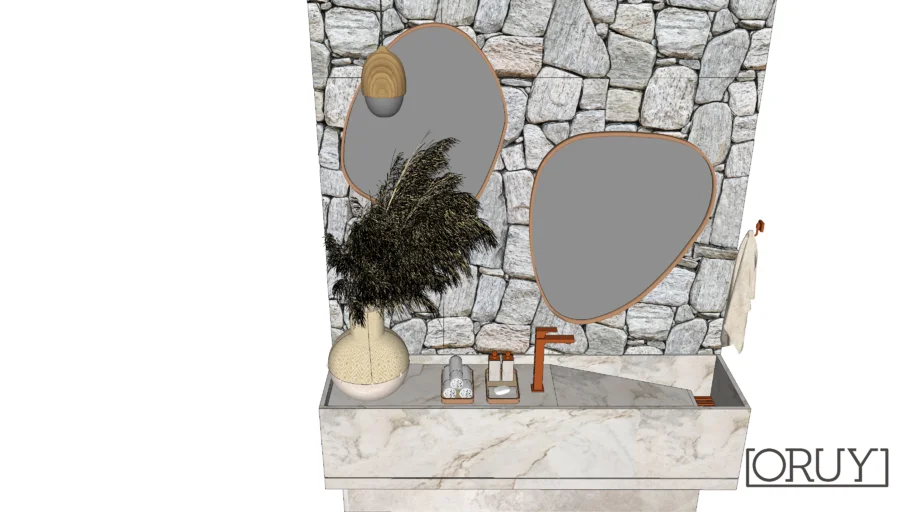 Espelho Orgânico Fiji Kauai Oruy lavabo banheiro bancada esculpida cuba organic mirror Couro