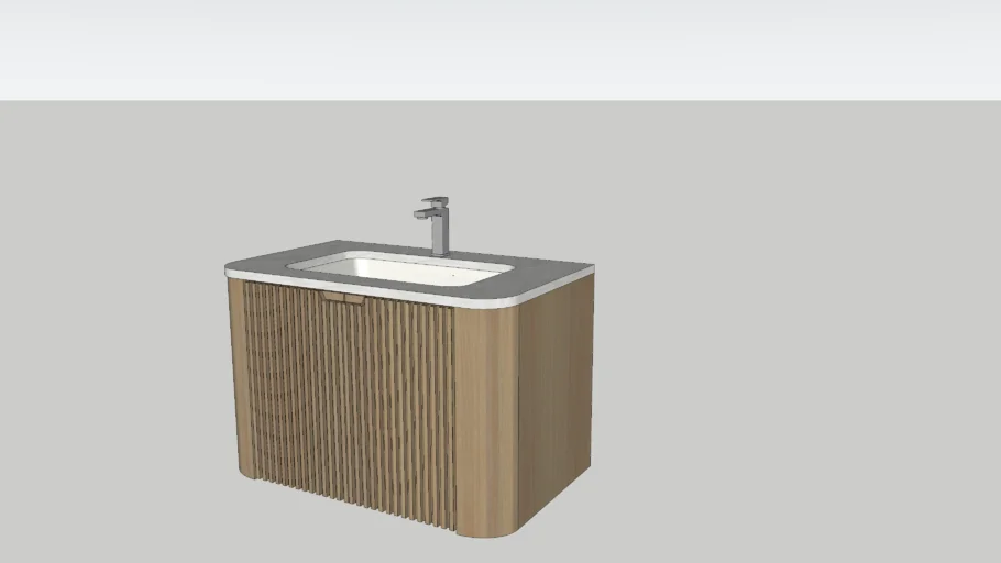 Round Edge Fluted Panel Modular Sink Cabinet