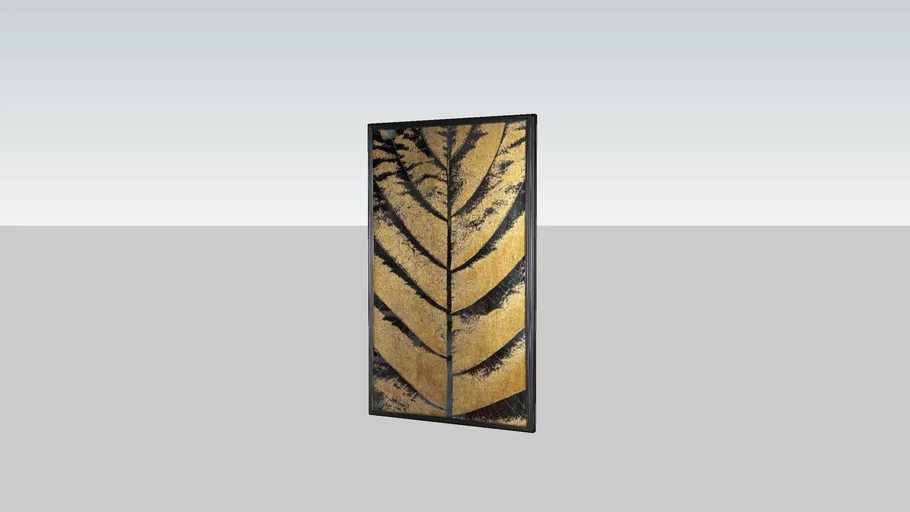 Loro black gold palm leaf wall panel rectangle PTMD