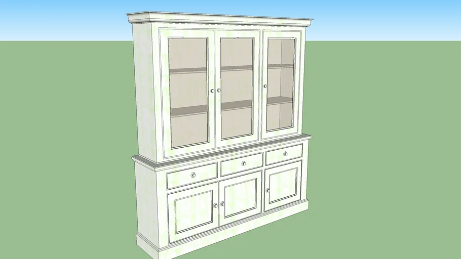 Buffet blanc 3 portes vitrées style Interior's