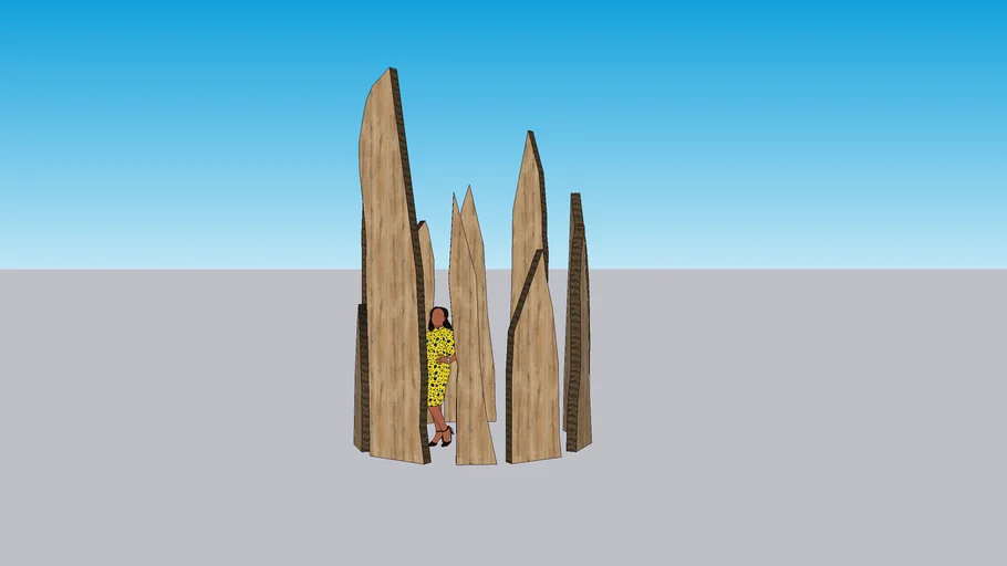 Timber henge - rough cut raw timber wood circle
