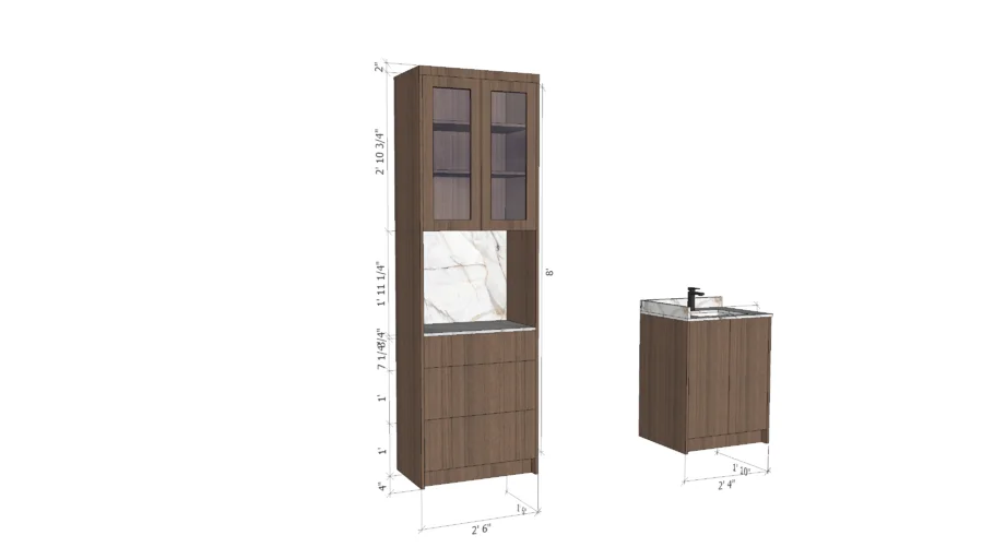 vanity and linen closet