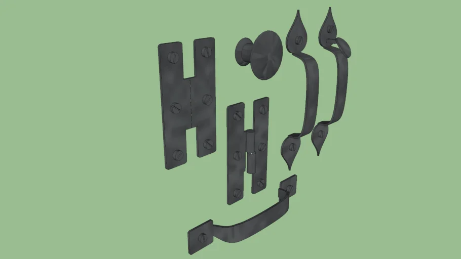 metal hinge and pulls