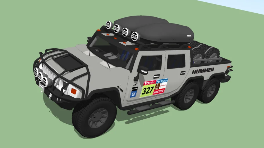 Modified Hummer H2 6x6 Dakar support truck