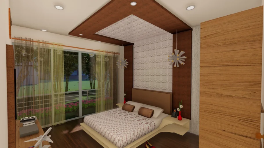 Bedroom 3D with Long back panel
