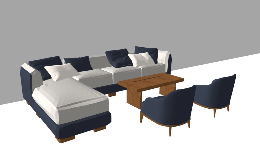 l sofa, coffee table, single chair