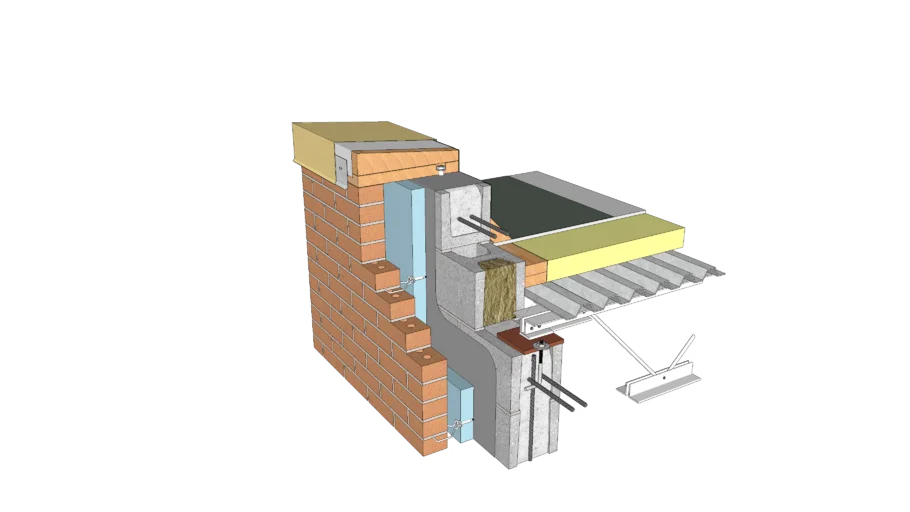 01.030.0904 Top of Wall Detail - Anchored Brick Veneer | CMU Backing, Metal Coping