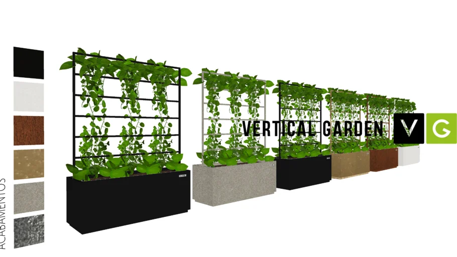 Floreira 140x100cm c/Gradil para Trepadeira - Auto Irrigável Escritório - Vertical Garden