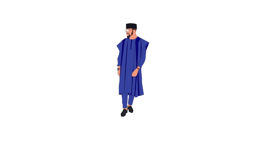 African man blue shirt