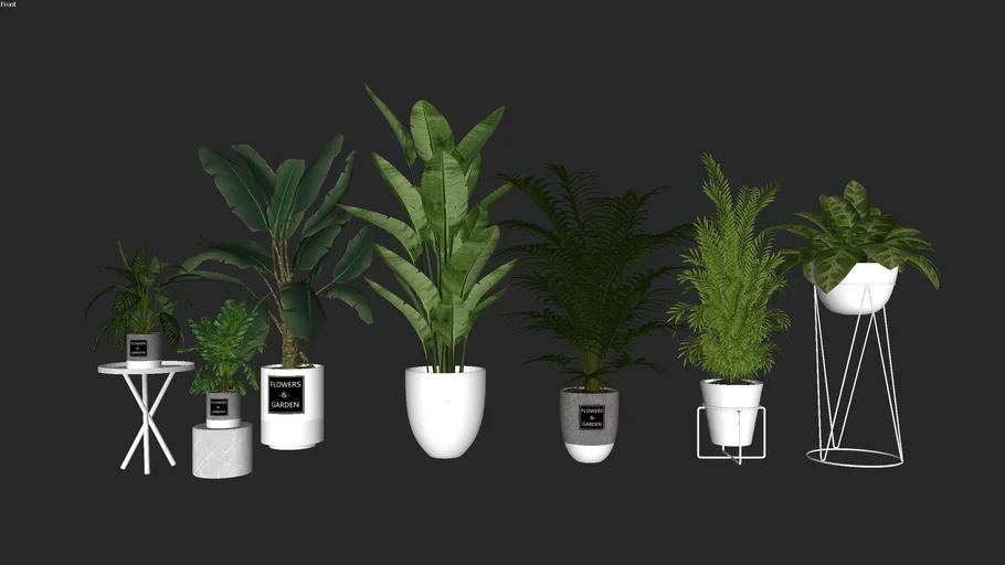 Vegetação - Kit de plantas no vaso 05