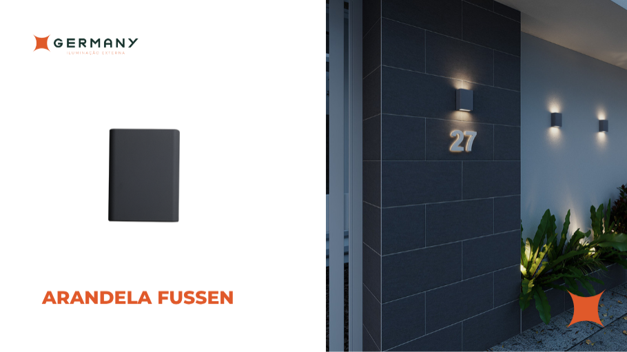 Arandela Fussen - Preto Fosco - Germany Iluminação Externa