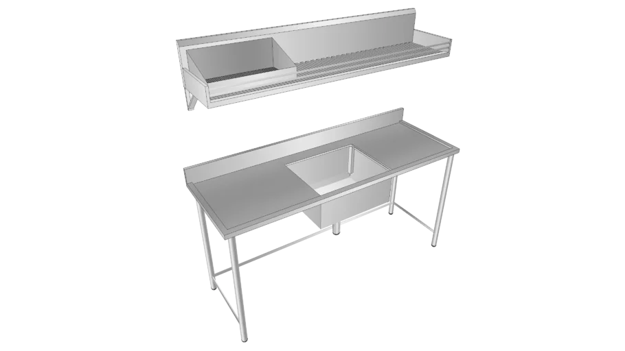 Kit-230- Bancada Inox e Prateleira Escorredor