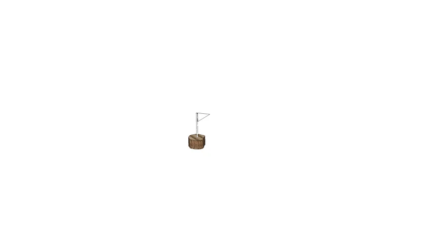 AED Wood stump w/ flag