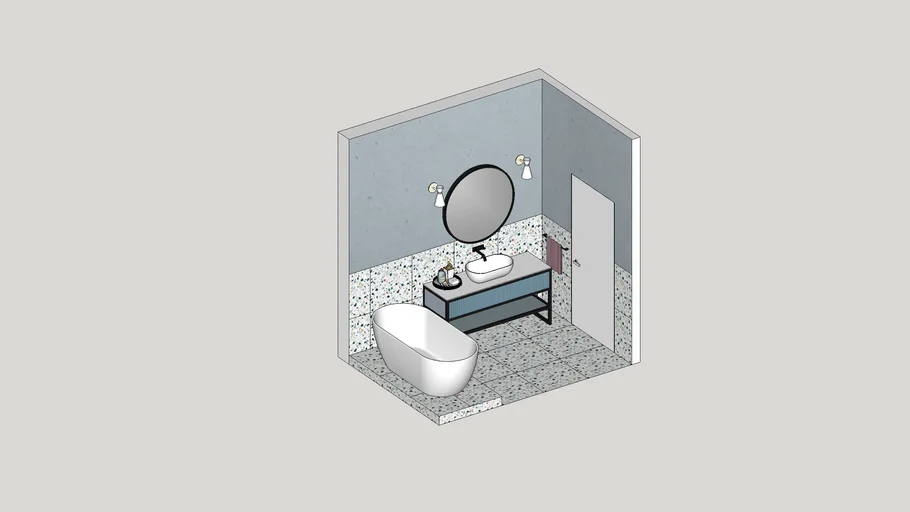 Modern bathroom with terazzo tile
