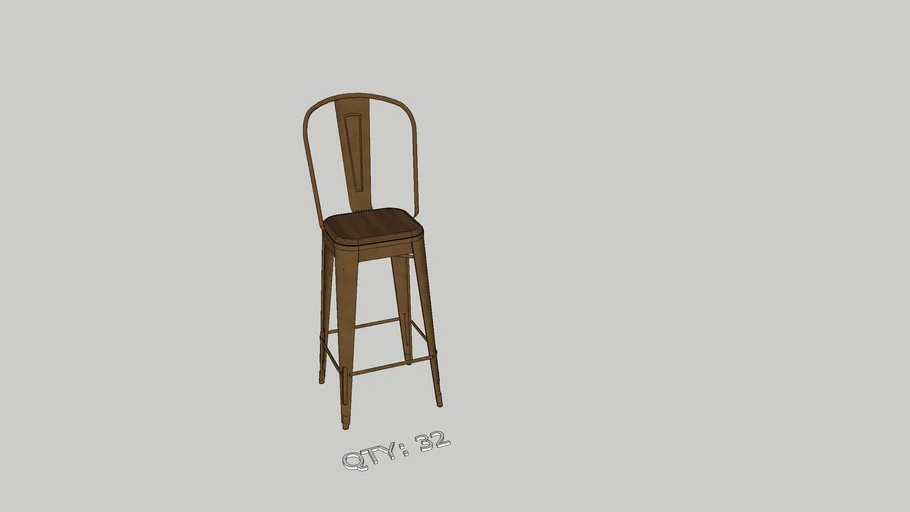 15|40 Industrial High Back Barstool