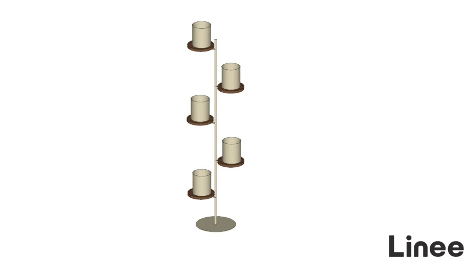 Floreira de chão eixo em ferro/alumínio e madeira com cachepot para plantas -LINEE