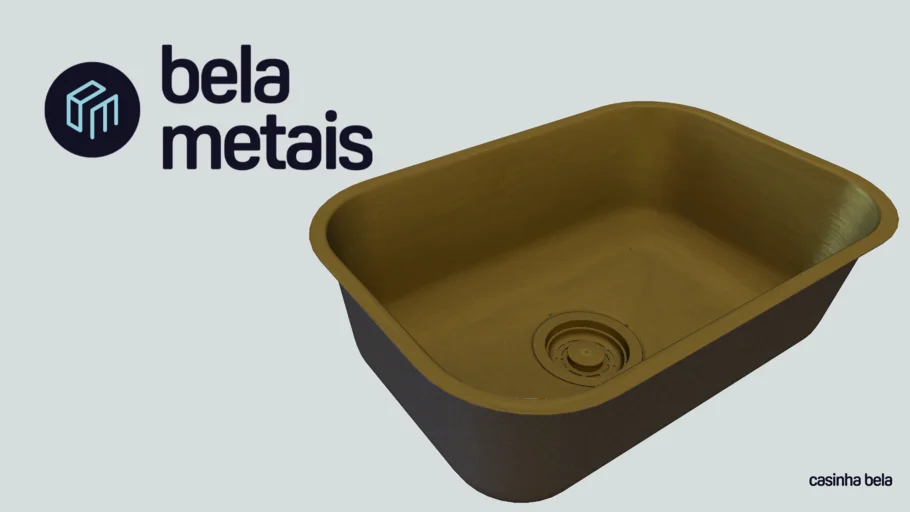 Cuba de Cozinha Inox Retangular 50x34 cm Fuji Dourada Fosca (CFJ04)