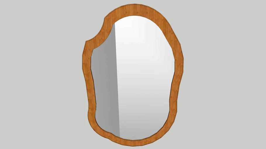 Mirror wood frame organic shape, oblong.