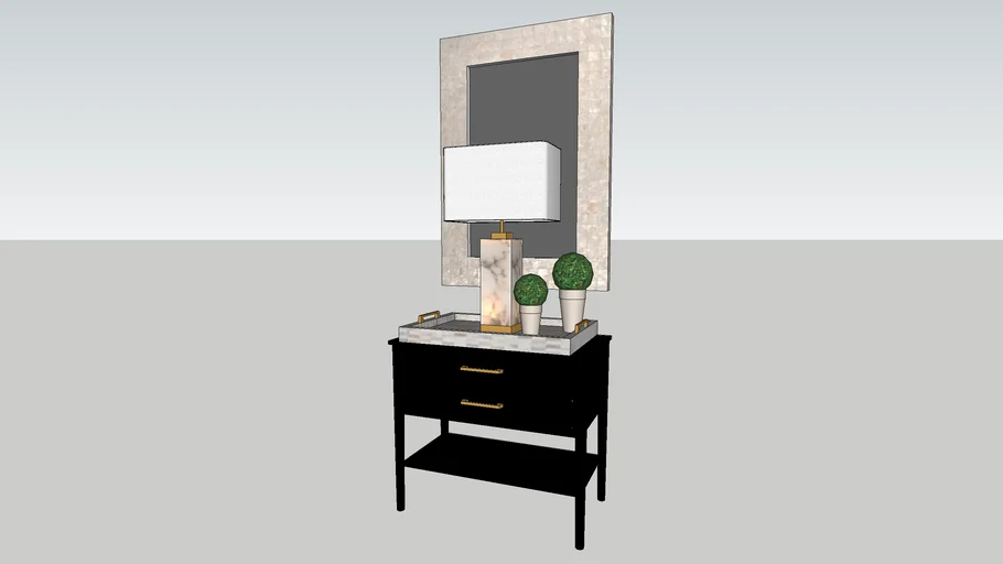 NIGHTSTAND MODERN WITH MIRROR TRAY