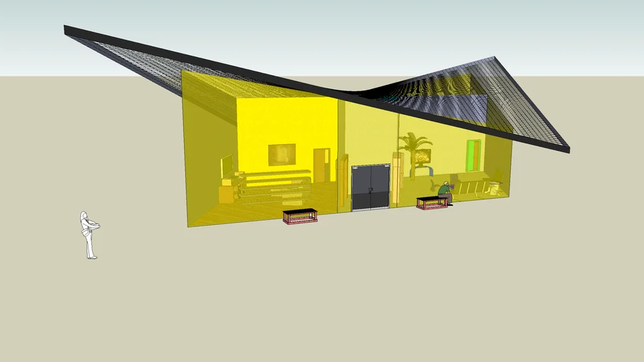 Hyperbolic Parabloid Roofed Glass House