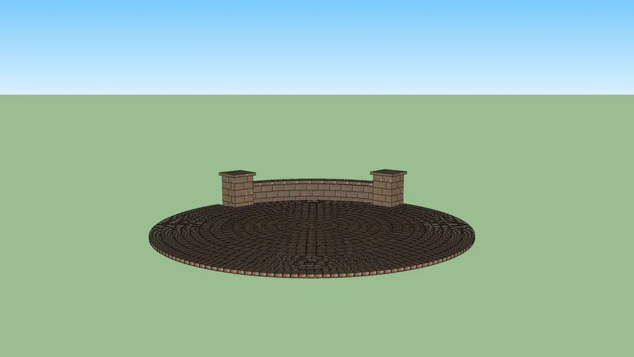 Circle Paver Patio w/ Wall