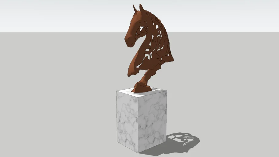 IRender Ready Contemporary Horse Head Sculpture on Marble Plinth
