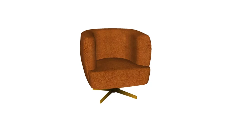 87173 Swivel Armchair Peony Fuzzy Brown