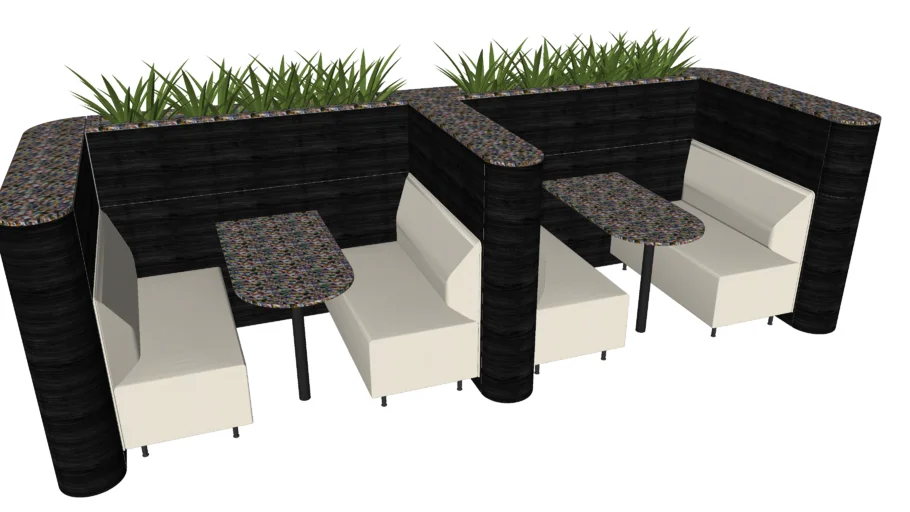 Double Booth X2, Black Veneer, Smile plastic top 1