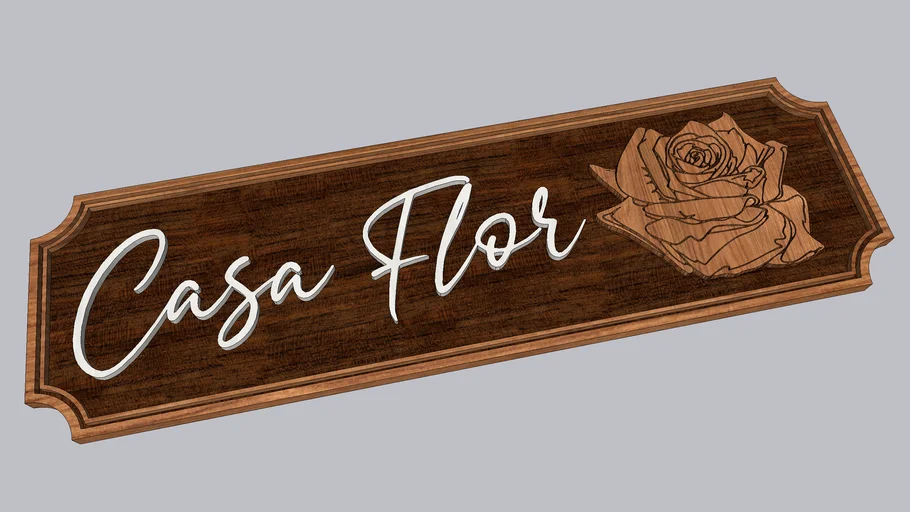 Placa de Madeira Casa Flor