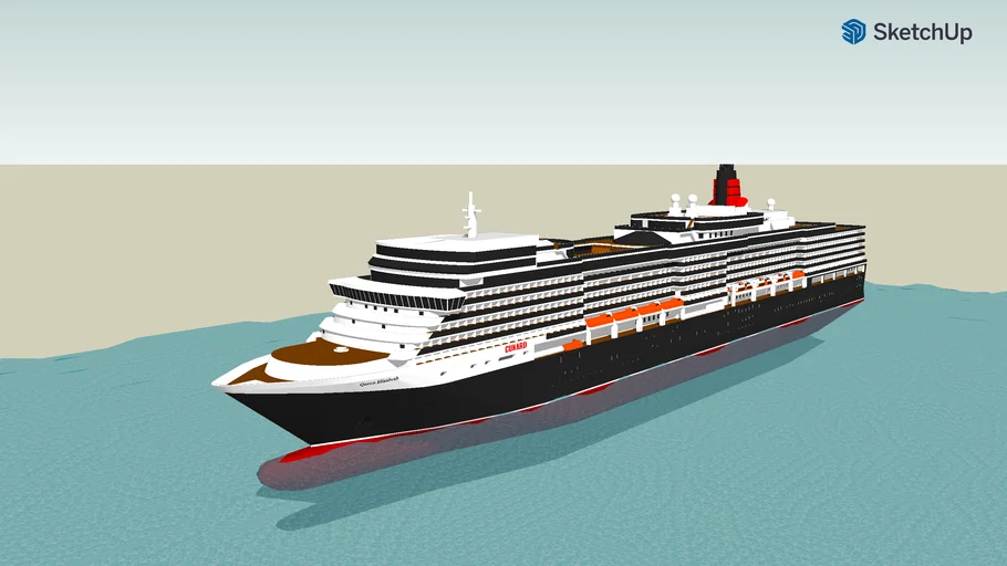 cruise ship Queen  Elizabeth for 3d printing