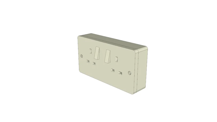 2 Gang, Wall Mounted, Plug Socket