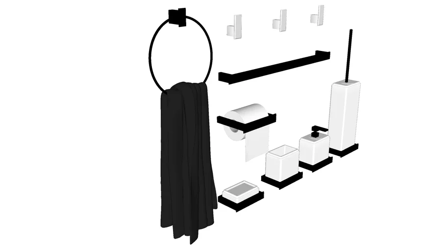 Conjunto Decoração Banheiro - Branco e preto