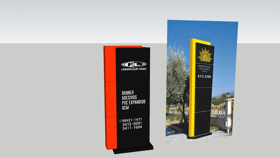 Totem de ACM com letra Caixa