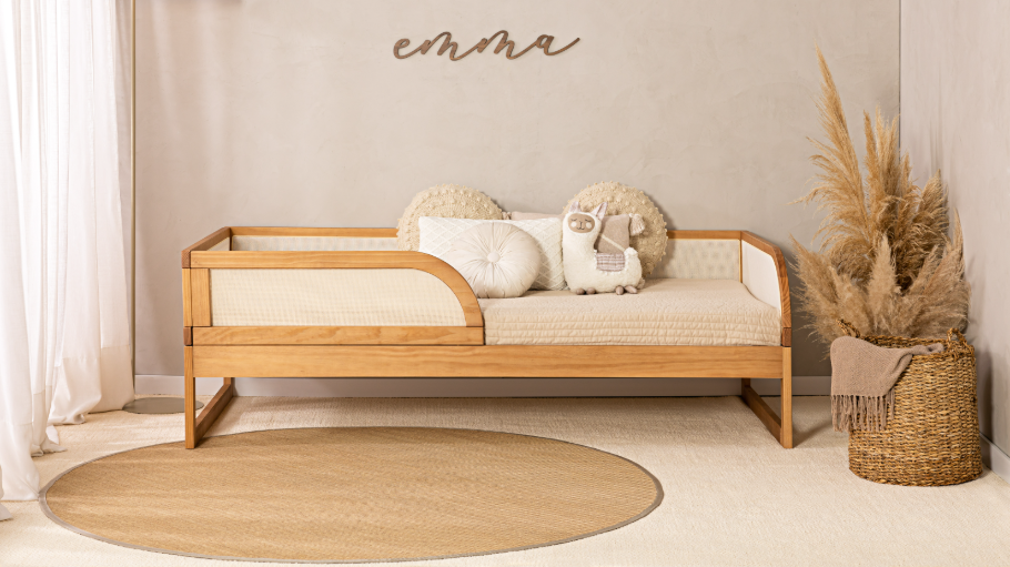 Cama de Solteiro Retrô 2 em 1 - Avelã