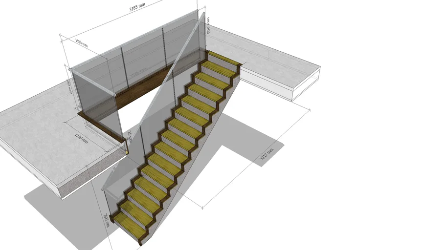 Domestic, Timber clad, concrete stair with class balustrade