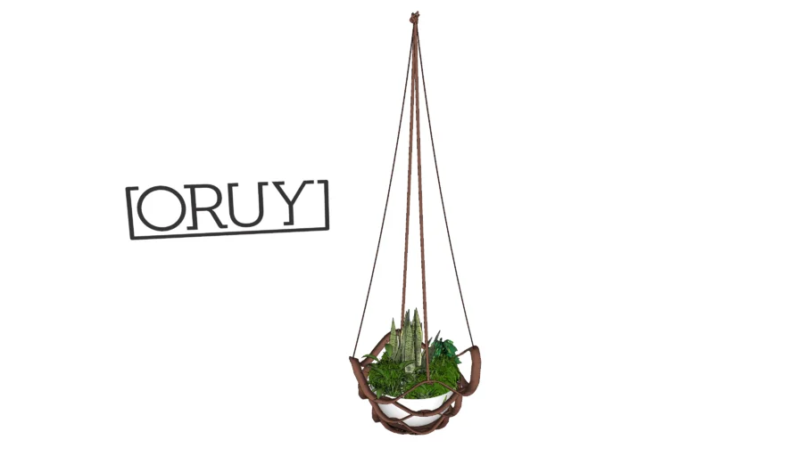 Cachepot Colméia Oruy Suspenso planta suporte couro adornodecor decoração plant vaso