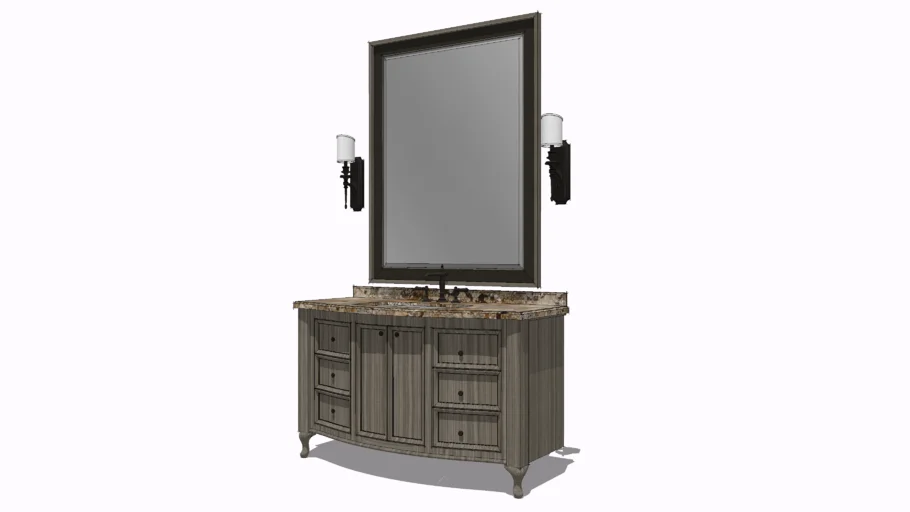 French Curve Vanity and Mirror