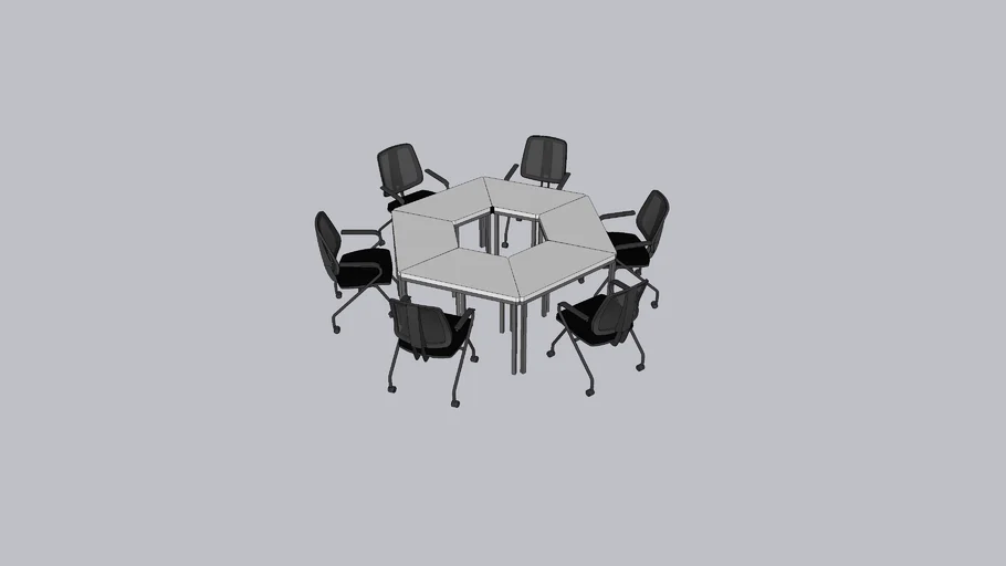 Mesa trapezoidal com cadeira