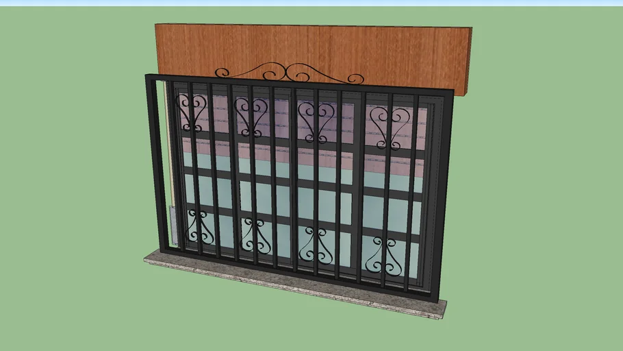 VENTANA CON REJA Y PERSIANA 100 x 150 TABIQUE 012