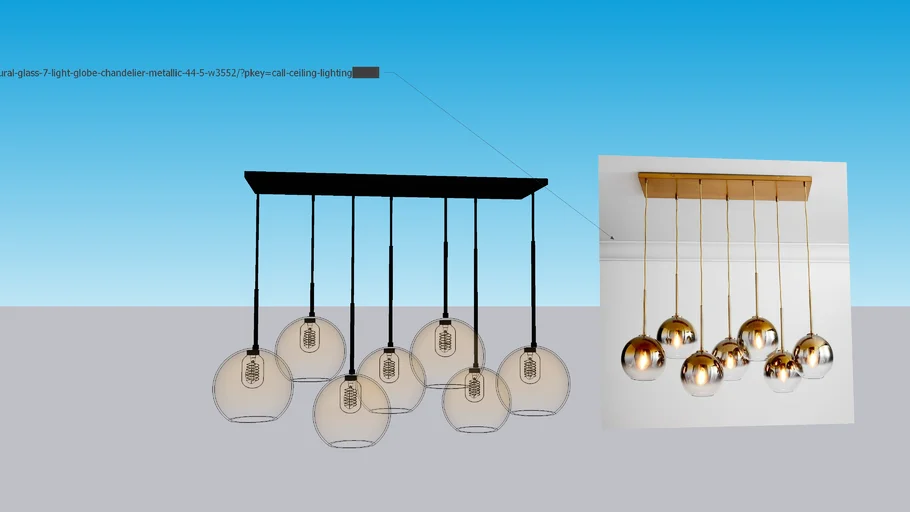 WEST ELM - Sculptural Glass 7-Light Globe Chandelier - Metallic Ombre
