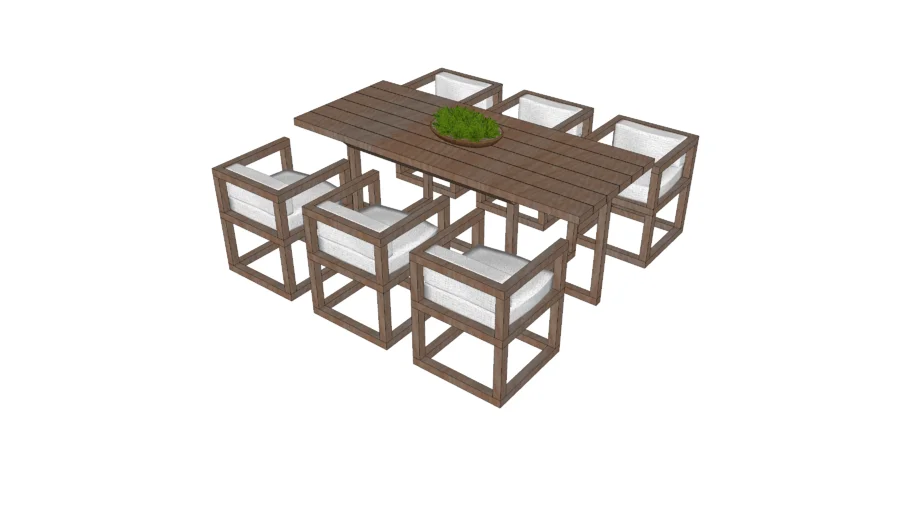 OUTDOOR DINING SET - Wood Frame