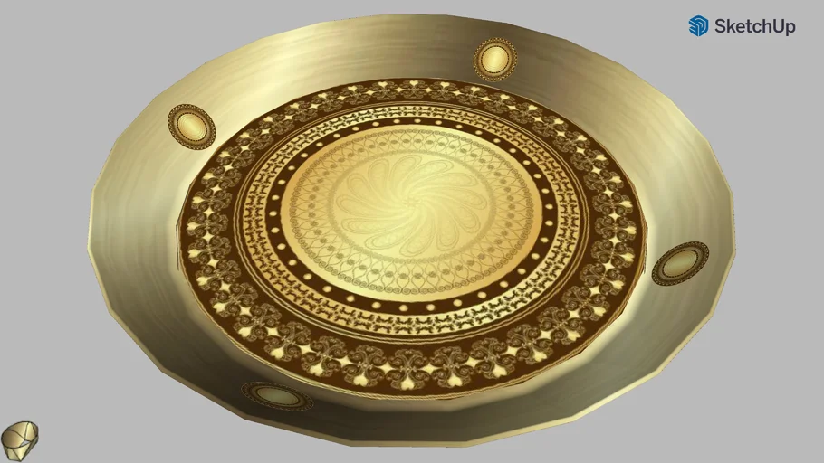 bandeja redonda decor de metal dourado+arabesco tipo árabe 3D