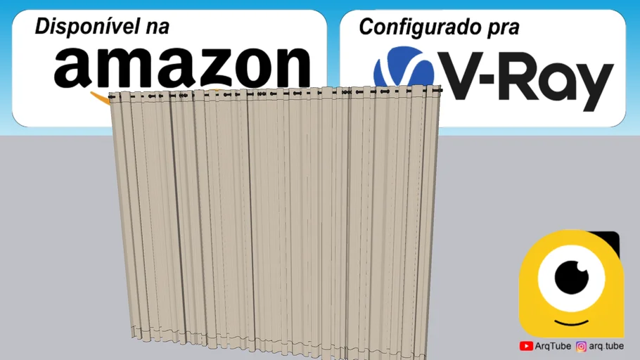 Cortina 3x2,5m, linho cru, fabricante Paulo Cezar Enxovais AMAZON +V-RAY