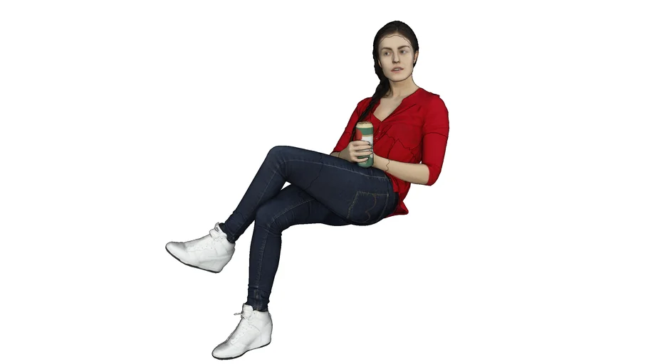 Mulher Sentada tomando uma cervejinha 3D