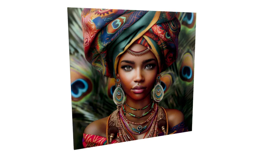 57676 Glass Picture Muse Peacock 100x100cm